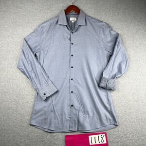 Charles Tyrwhitt Non Iron Shirt 17 Light Blue Slim Fit Button Up Long Sleeve